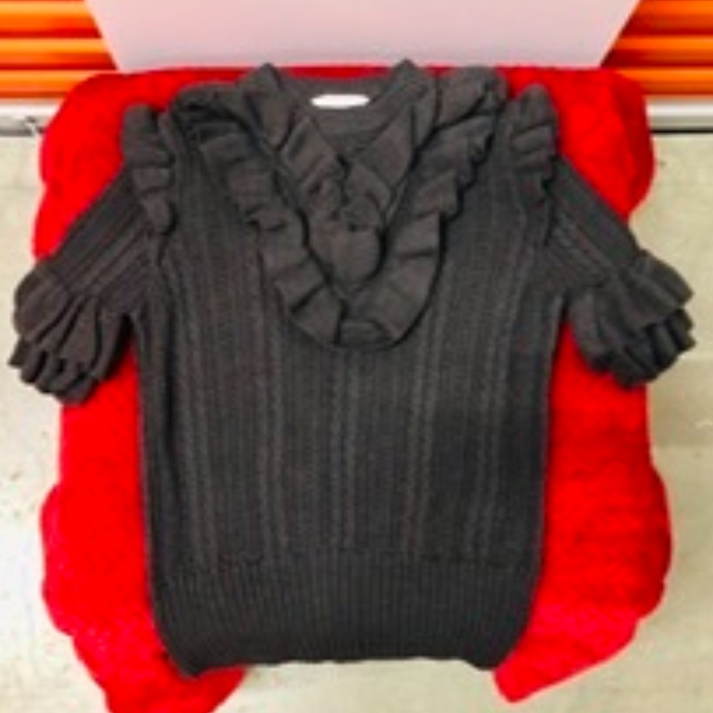 New Cute Ruffle Cable Knit Top Sweater, 2